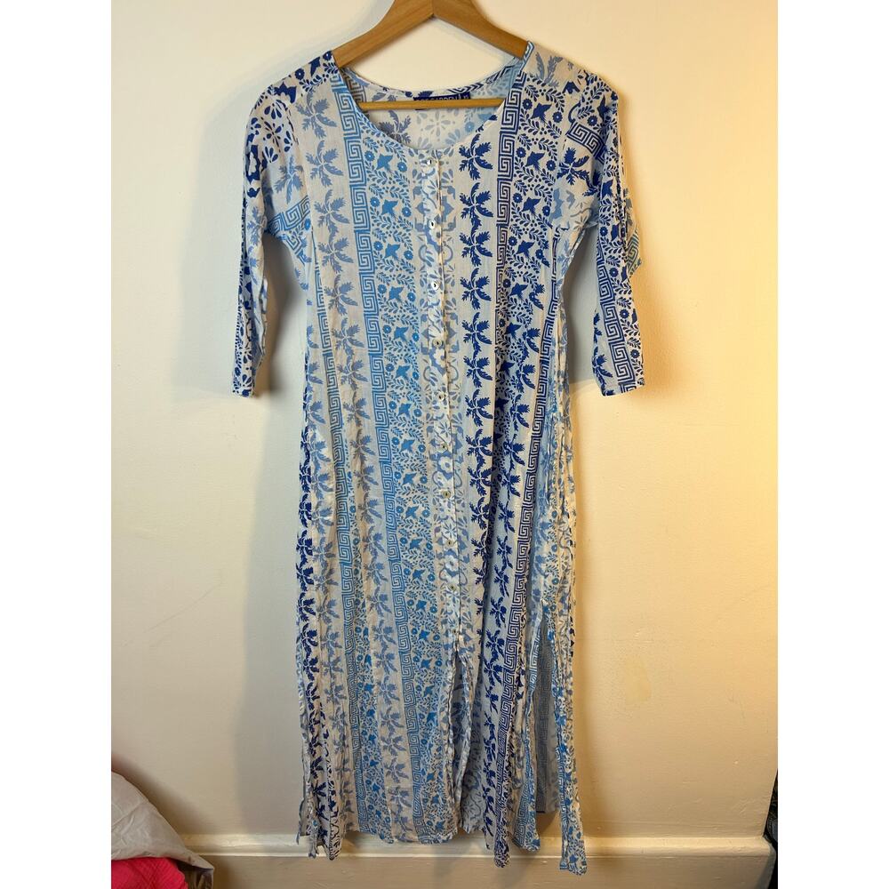 Ro's Garden Blair Geometric Floral Cotton‎ Midi-Dress Size XS